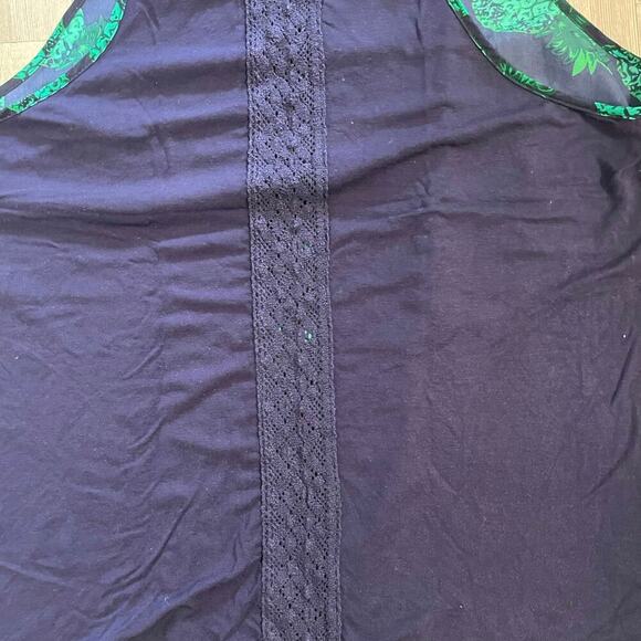 Market & Spruce Blouse  Keyhole Sleeveless Pineapple Tank Top Blue Green Sz Lg - Picture 8 of 14